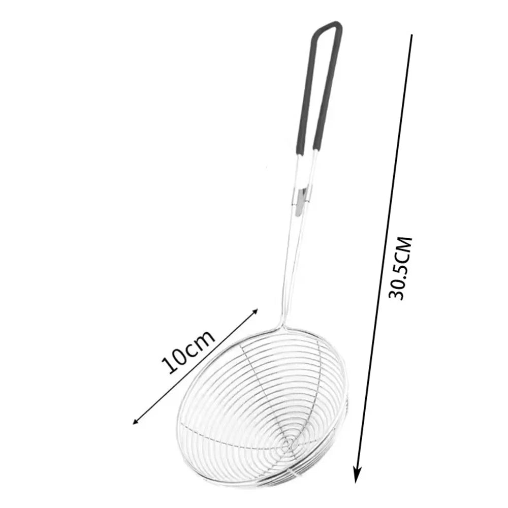 Red Handle Strainer Stainless Steel Bubble Tea Colander Boba Milk Tea Spoon Pearl Round Strainer Kitchen Gadgets