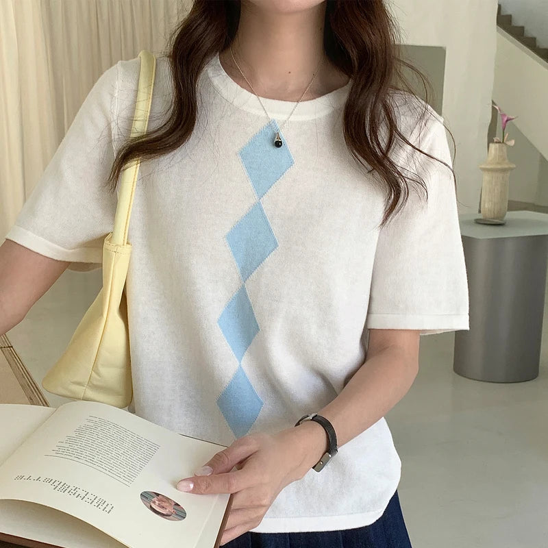 Summer Women's Clothing 100% Cotton T-shirts Short Half Sleeve O Neck Clothes Casual Pullover Basic Female Top