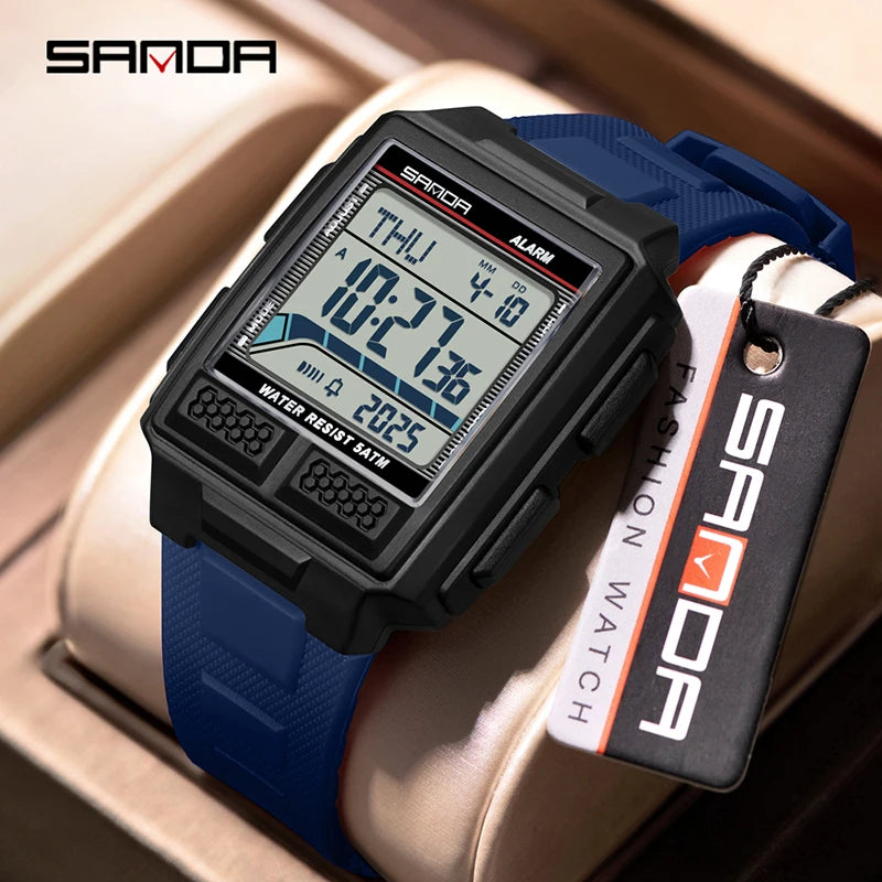 SANDA 2212 New 2025 Fashion Men's Electronic Watch Waterproof Multi functional Lightweight Sports Digital Watch reloj hombre