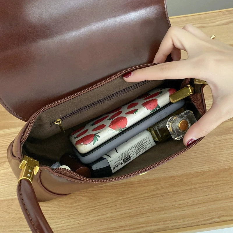 Fashion Solid Color Underarm Bags PU Leather Shoulder Bags for Women Design Luxury Small Handbag Female Subaxillary Clutches