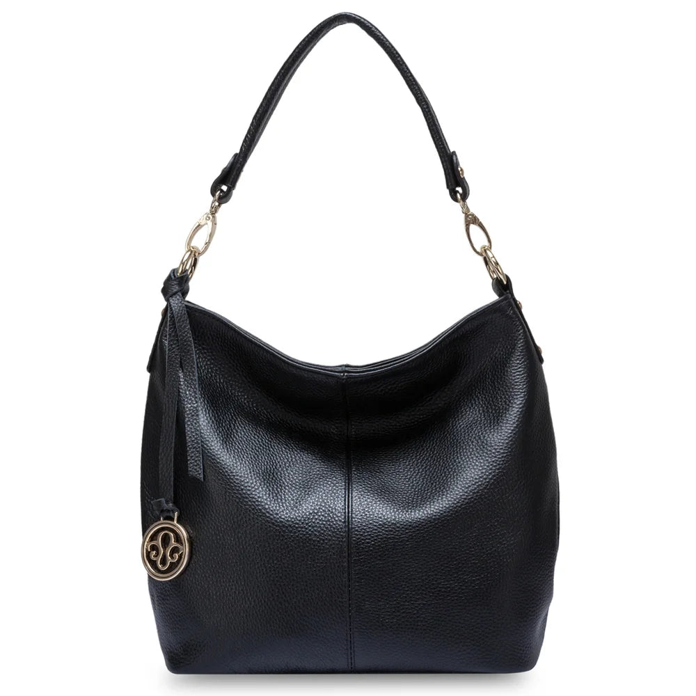 Zency Charm Dark Blue Women Shoulder Bag 100% Genuine Leather Hobo Fashion Lady Messenger Crossbody Purse Elegant Female Handbag