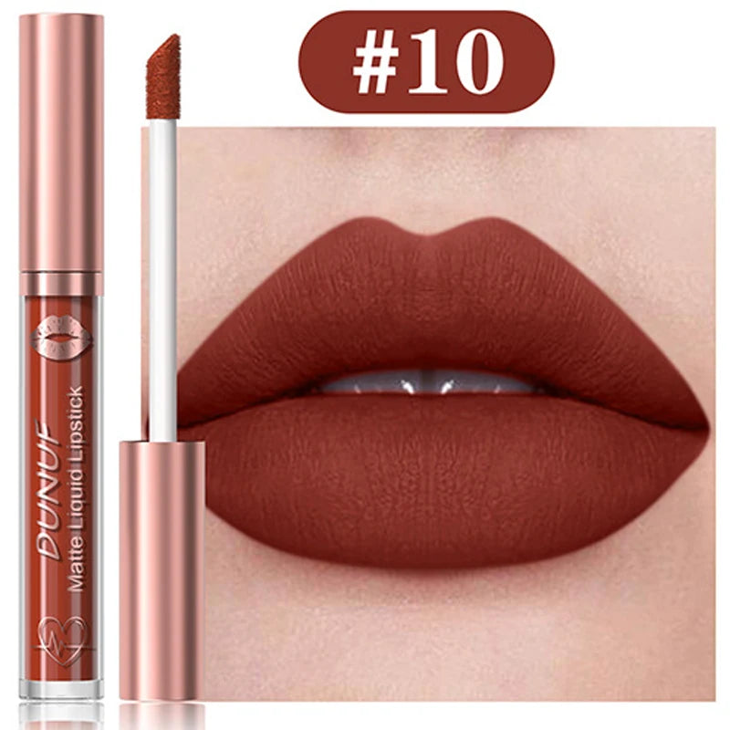 18-Colors Sexy Velvet Matte Lip Gloss Rose Pink Liquid Lipstick Beauty Red Waterproof Lasting Easy To Color Nude Lip Tint Makeup