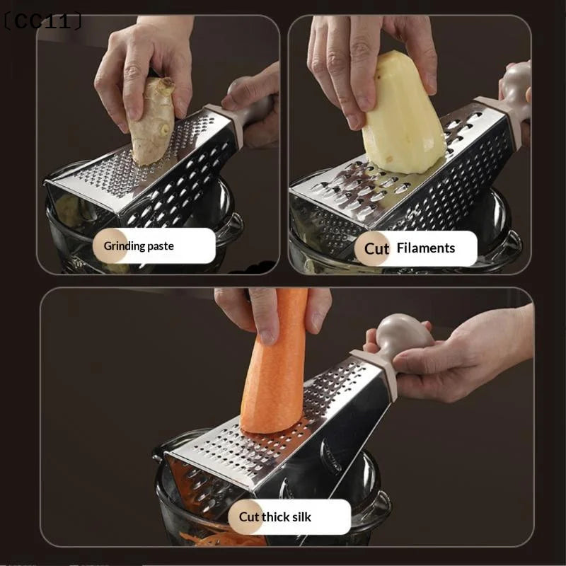 Stainless Steel 4-Sides Multi-Function Vegetable Slicer Kitchen Tool Box Grater Multipurpose Kitchen Grater〔CC11〕