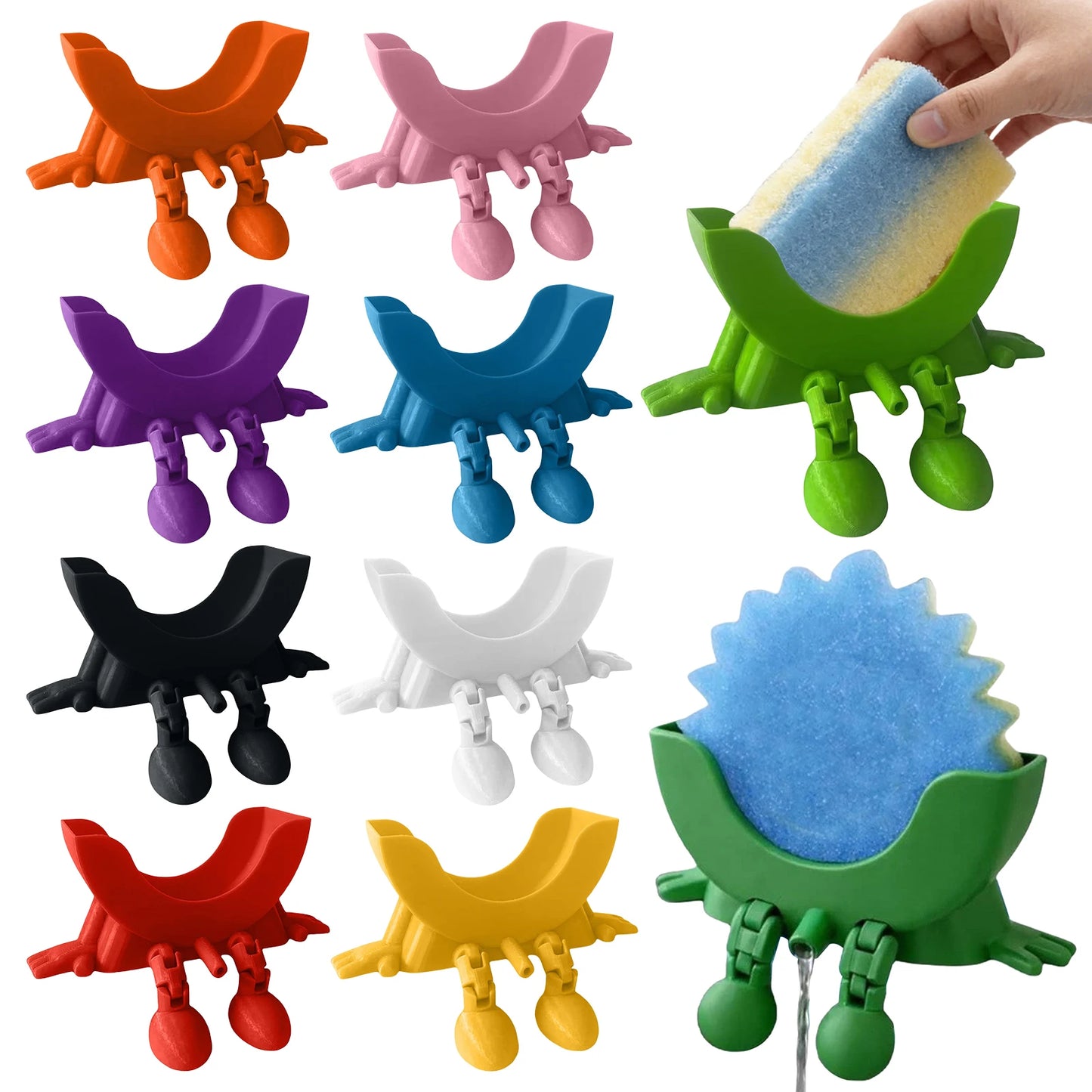 Smiling Sponge Holder 3D Printing Sponges Soap Holder Drying Rack for Scrub Daddy Kitchen Countertop Sink Organizer for Kitchen