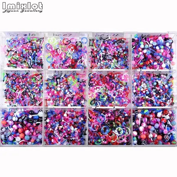 45-105Pcs Stainless Steel Body Piercing Jewelry Mix Style Eyebrow Navel Labret Lip Tongue Nose Ring Tragus Ear Piercing Jewelry