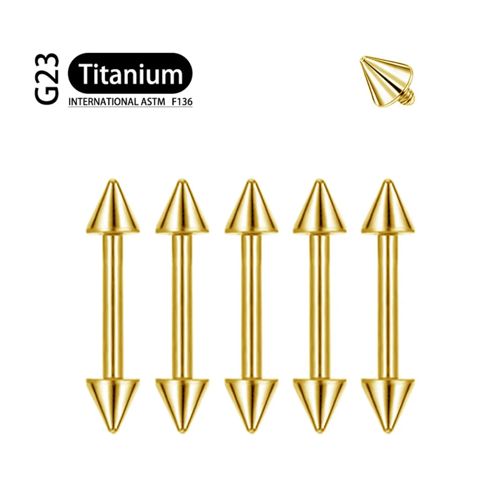 5Pcs Implant Grade F136 Titanium Gothic Spike Labret Tragus Helix Bar Lip Bar Rings Stud Cartilage Ear Piercings Body Jewelry