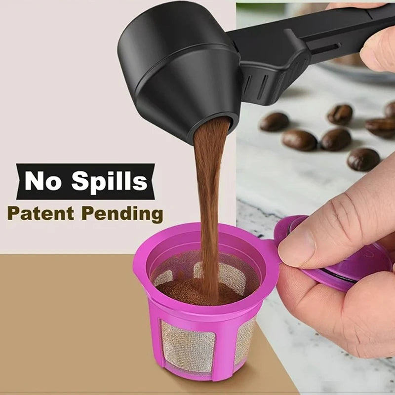 1pcs Coffee Scoop With Funnel For Reusable K-cup Coffee Pot 2 Tablespoon Capacity Coffee Measuring Spoon Kitchen Accessories