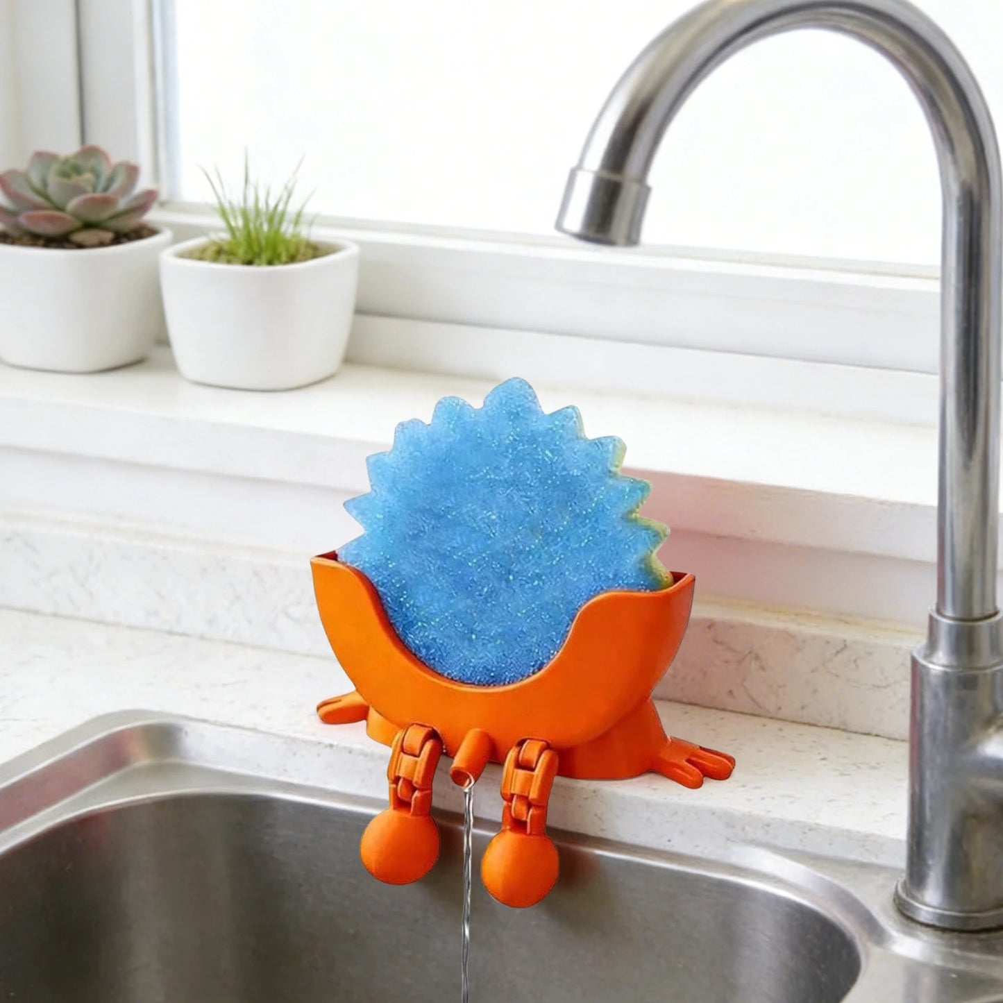 Smiling Sponge Holder 3D Printing Sponges Soap Holder Drying Rack for Scrub Daddy Kitchen Countertop Sink Organizer for Kitchen
