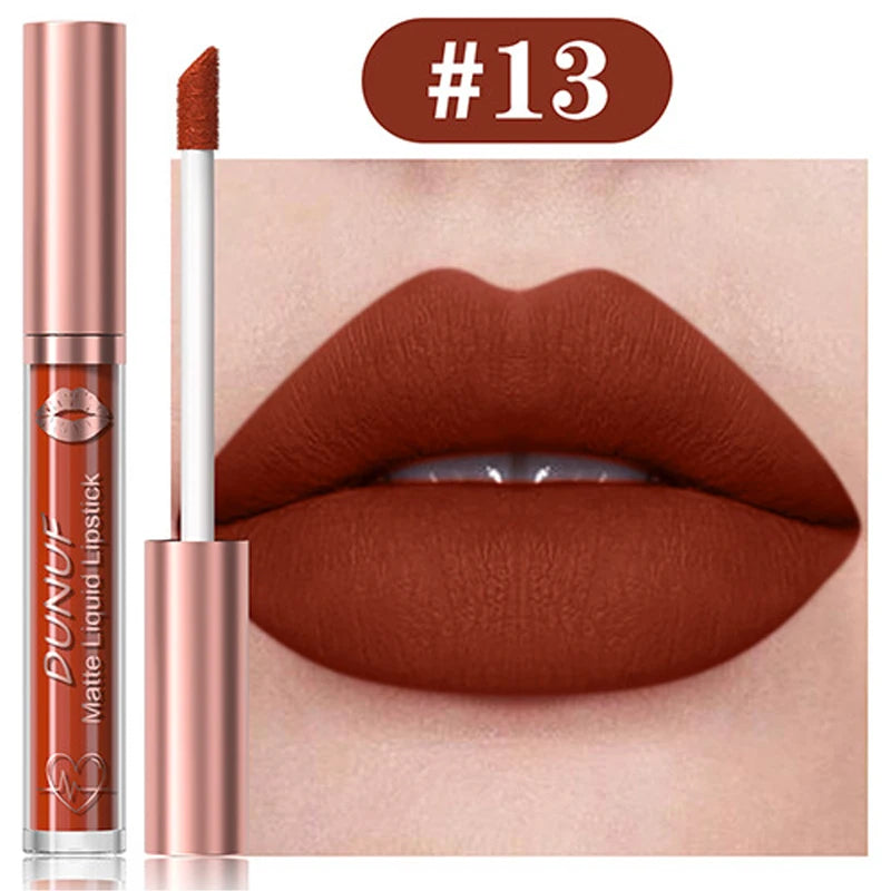 18-Colors Sexy Velvet Matte Lip Gloss Rose Pink Liquid Lipstick Beauty Red Waterproof Lasting Easy To Color Nude Lip Tint Makeup