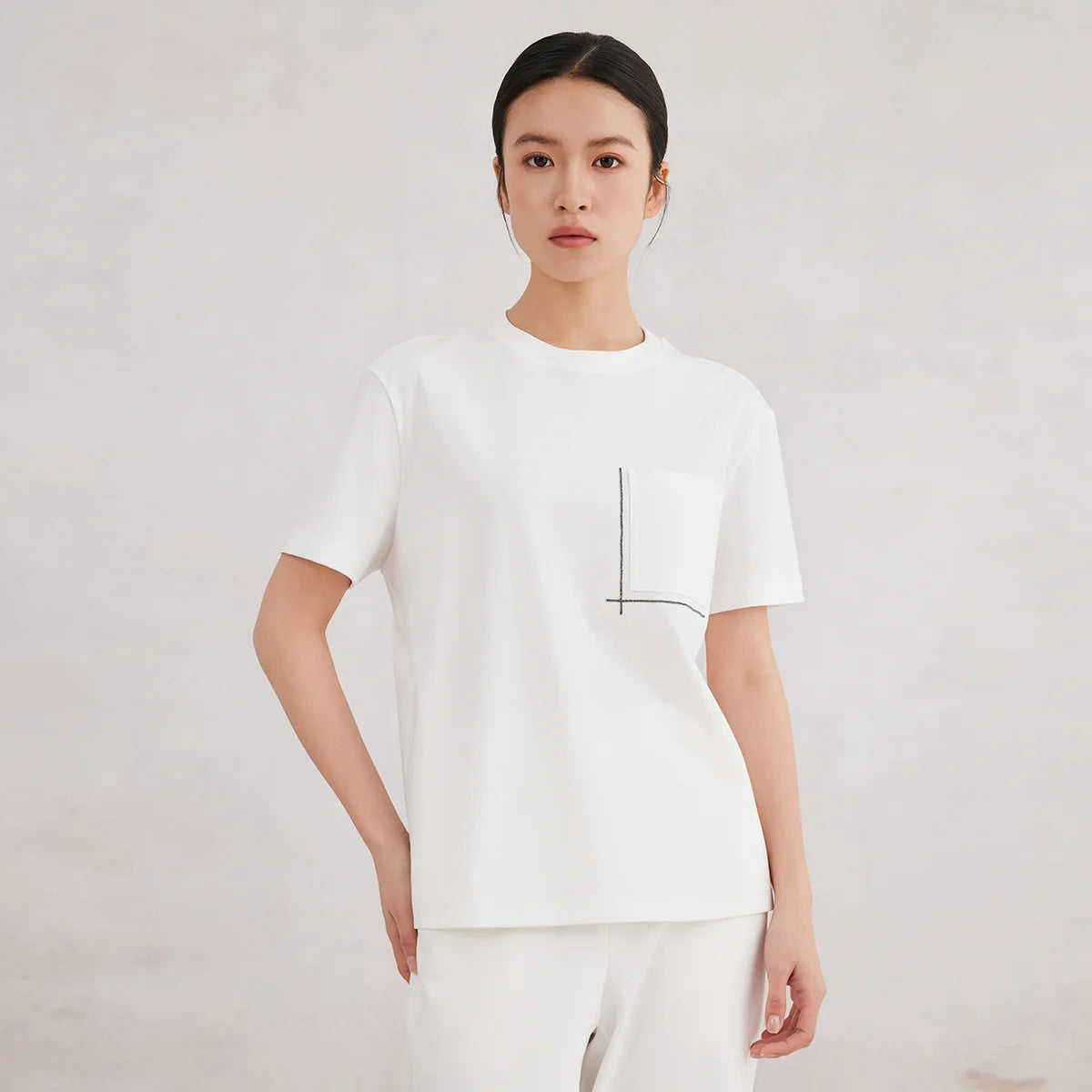 K3147W White Premium Clothes Ladies long staple cotton Tshirts Women's Clothing T-Shirt for Women