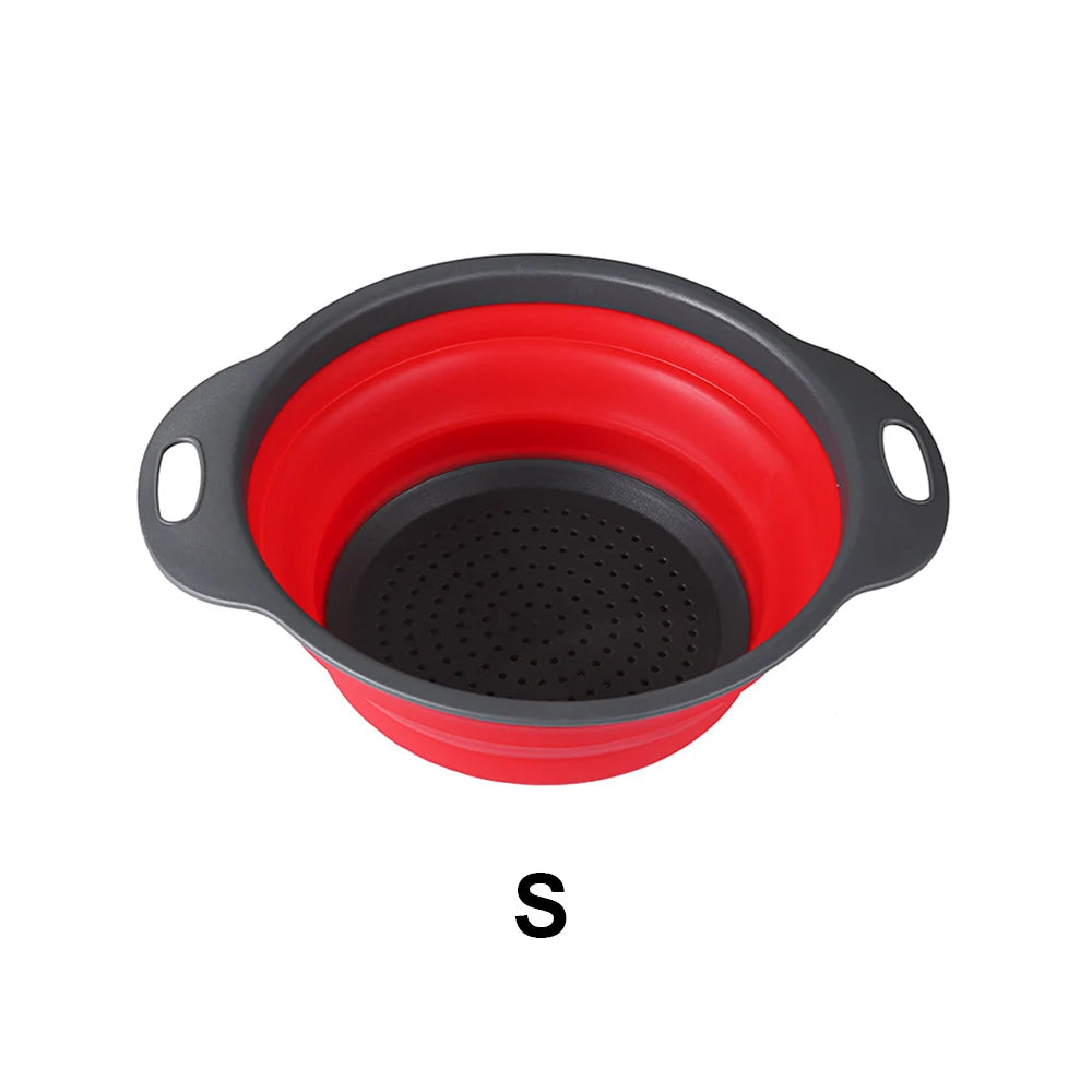 Silicone world Folding Drain Basket Fruit Vegetable Washing Basket Strainer Colander Collapsible Drainer Kitchen Storage Tools