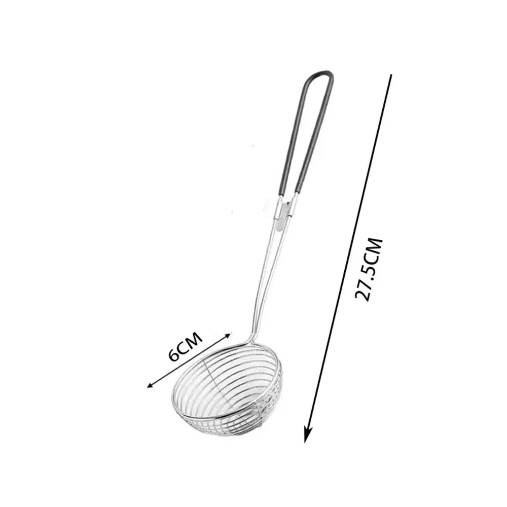 Red Handle Strainer Stainless Steel Bubble Tea Colander Boba Milk Tea Spoon Pearl Round Strainer Kitchen Gadgets