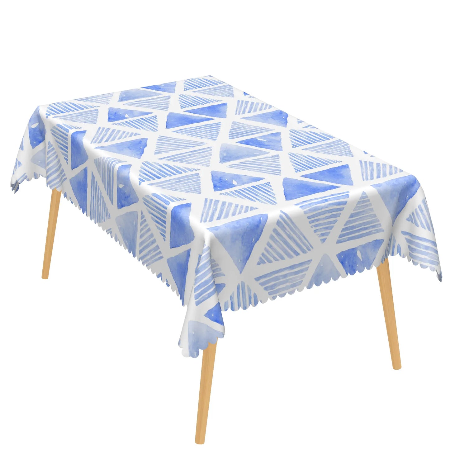 Blue Geometric Tablecloth Rectangular Modern Stripes Checkered Waves Waterproof Table Cover For Dining Room Kitchen Home Decor