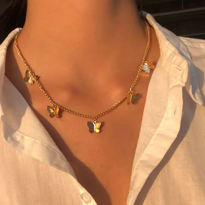 LETAPI 2025 New Fashion Simple Silver Color Choker Necklaces for Women Three Layer Chain Heart Pendant Necklace Jewelry Gift