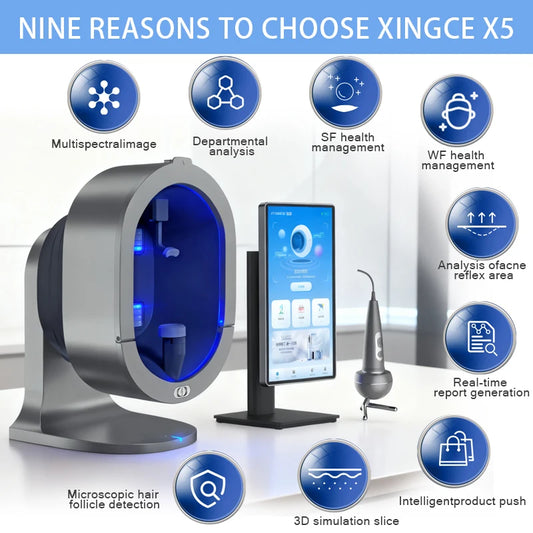 21.5 Inch X5 Facial Skin Analyzer Machine 3D AI Scalp Analyser Multi-Language AI Facial Skin Analysis Scanner for Beauty Care