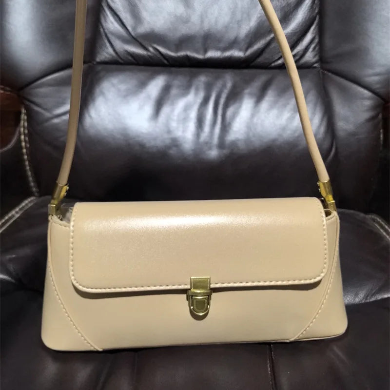 Fashion Solid Color Underarm Bags PU Leather Shoulder Bags for Women Design Luxury Small Handbag Female Subaxillary Clutches