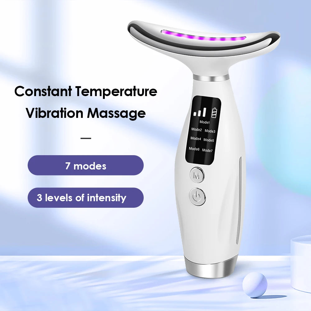 Neck Face Beauty Device 7 Color Light Face Lifting Massager Double Chin Remover Anti Wrinkle LED Photon Skin Tightening Facial