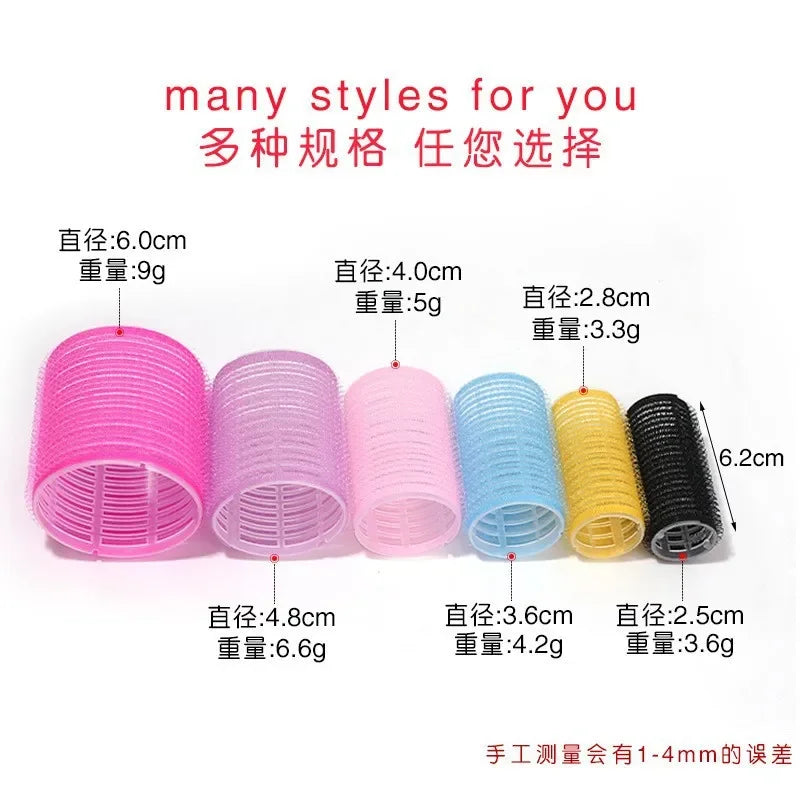 Hot Selling 6/12/24Pcs Pink Nylon Plastic Hair Rollers Set DIY Hairdressing Tools 3Sizes No Heat Self Grip Hair Roller Curlers