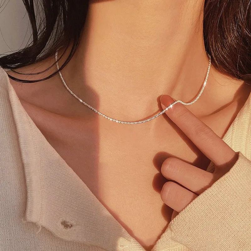LETAPI 2025 New Fashion Simple Silver Color Choker Necklaces for Women Three Layer Chain Heart Pendant Necklace Jewelry Gift