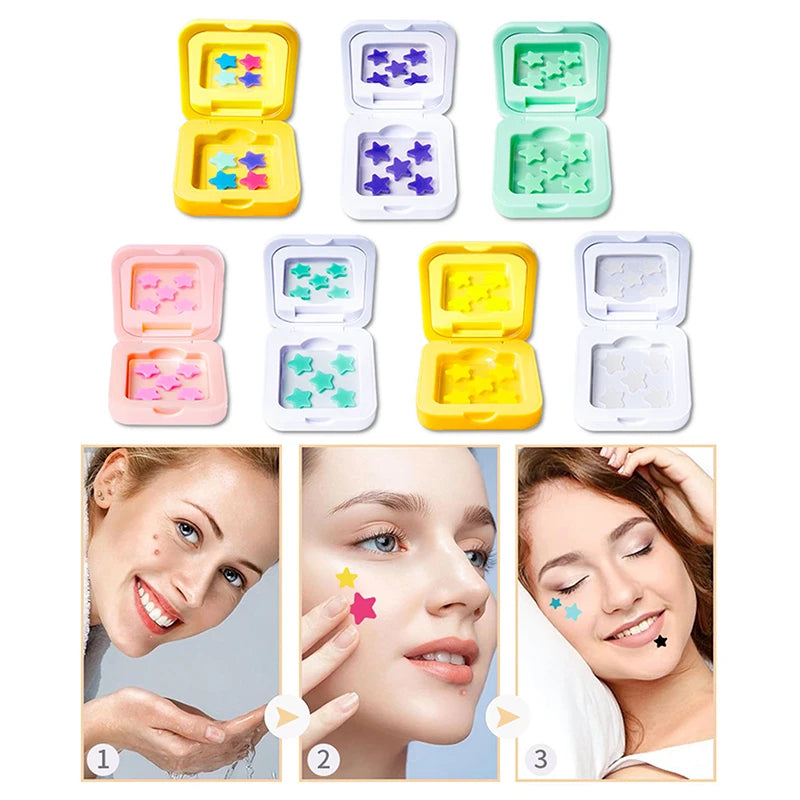 1Box 25/48 Patches Hydrocolloid Acne Patch Fade Repair Invisible Acne Removal Stickers Concealer Makeup Tool Star With Mirror