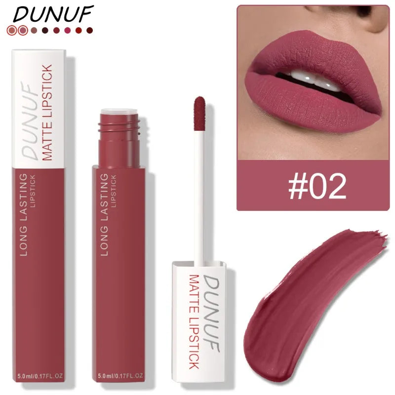8-color Matte Waterproof Long-lasting Lip Gloss Reddish Brown Lipstick Makeup Tint Moisturizing Makeup Red Lipstick Lip Pigment
