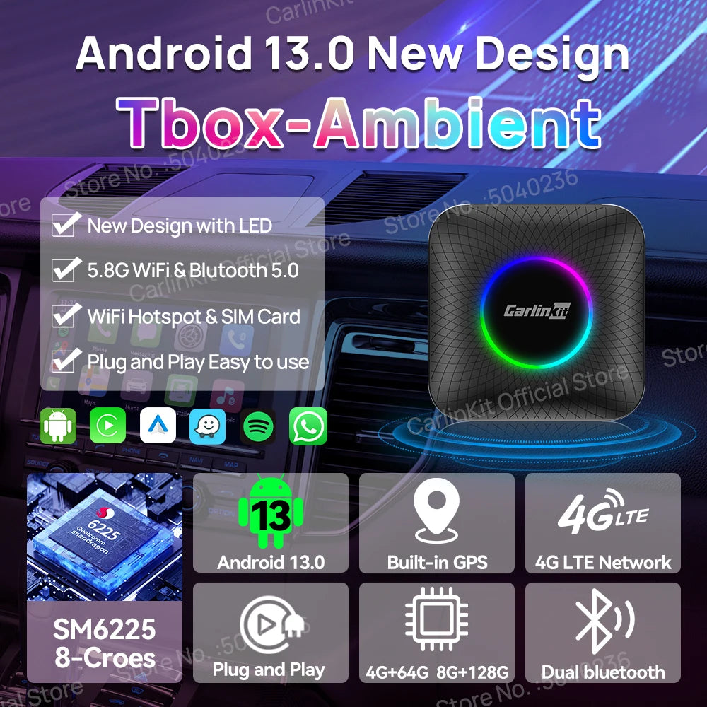 2026 New CarlinKit Mini CarPlay AI Box Qualcomm SM6225 8-Core Android Auto Wireless CarPlay TV Box 64G 128G Smart Streaming Box