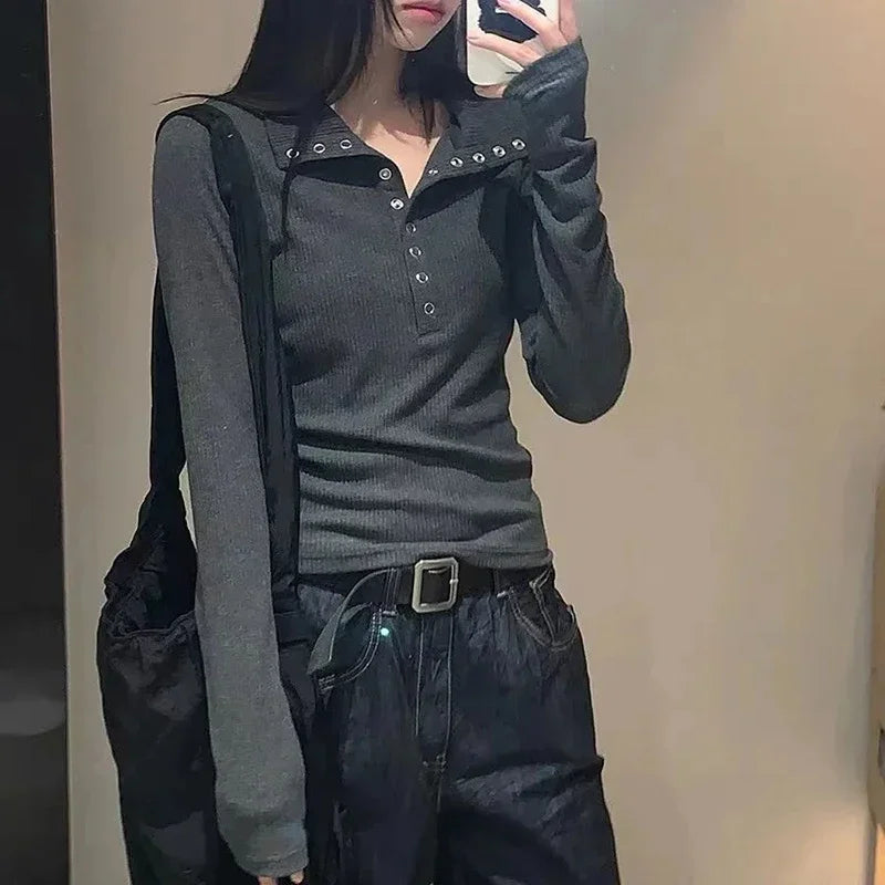 2025 Women's Knitted Sweater Y2K Long Sleeve Pullovers Korean Streetwear Vintage Knit Sweaters for Women Slim Fit Bottoming Tops