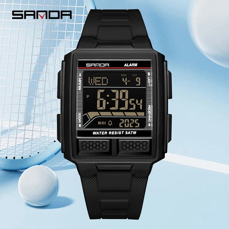 SANDA 2212 New 2025 Fashion Men's Electronic Watch Waterproof Multi functional Lightweight Sports Digital Watch reloj hombre