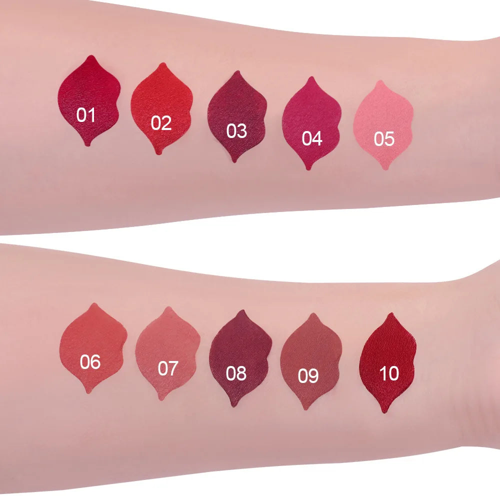 10color matte lipstick full and rich colors natural moisture comfortable fine and smooth texture long-lasting and easy to apply