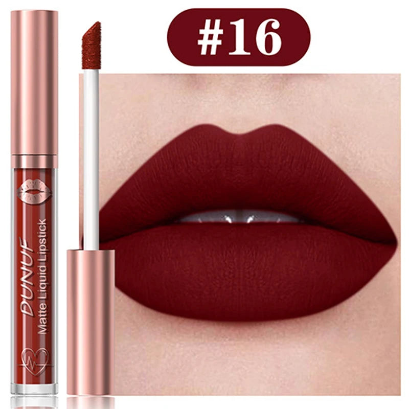 18-Colors Sexy Velvet Matte Lip Gloss Rose Pink Liquid Lipstick Beauty Red Waterproof Lasting Easy To Color Nude Lip Tint Makeup