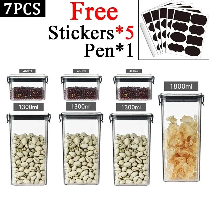 460-1800ml Sets Stackable Kitchen Sealed Jar Plastic Food Storage Box Multigrain Tank Bottle Dried Fruit Tea Storage Containers