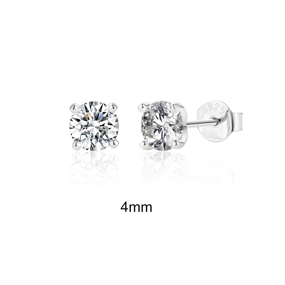 CANNER 0.5-1.2 Carat D Color Moissanite Ear Stud Earrings For Women 925 Sterling Silver Elegant Sparkling Piercing Earrings Gift