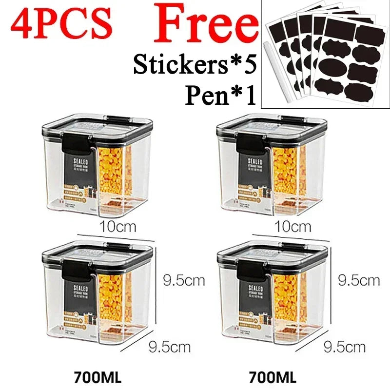 460-1800ml Sets Stackable Kitchen Sealed Jar Plastic Food Storage Box Multigrain Tank Bottle Dried Fruit Tea Storage Containers