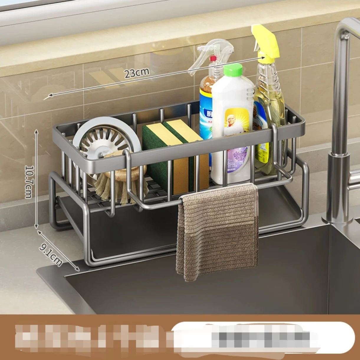 Kitchen Sink Organizer Rack Punch-free Sponge Holder Dishcloth Drain Shelf Storage for Home Kitchen