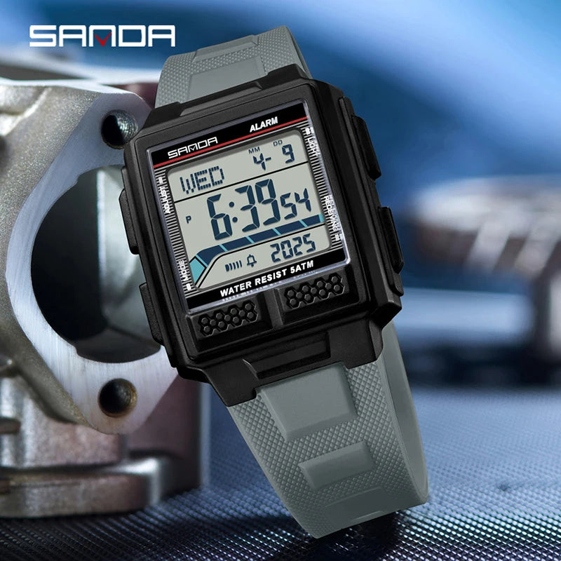 SANDA 2212 New 2025 Fashion Men's Electronic Watch Waterproof Multi functional Lightweight Sports Digital Watch reloj hombre