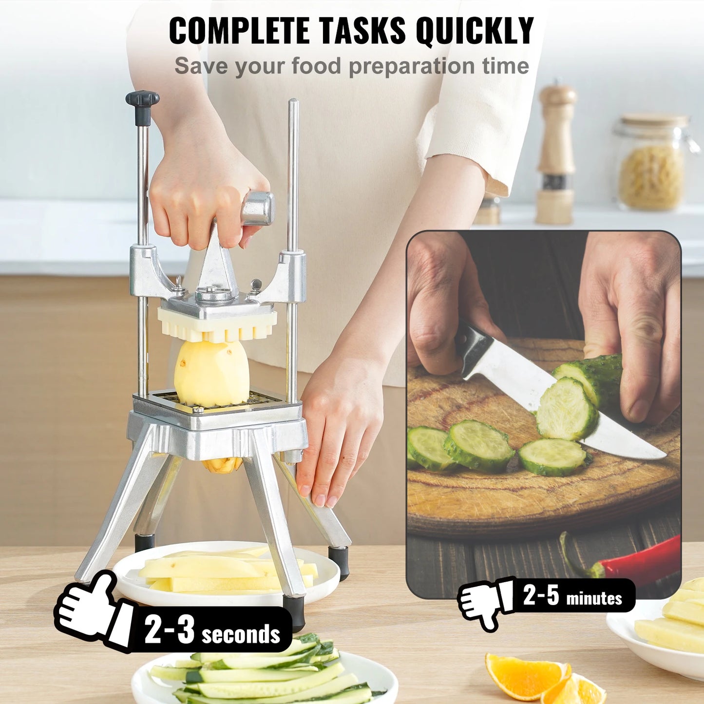 SucceBuy 3/8,1/4 Inch Manual Fruit Vegetable Dicer Cutter Commercial Food Cutter Stainless Steel Slicer Home Restaurant Kitchen