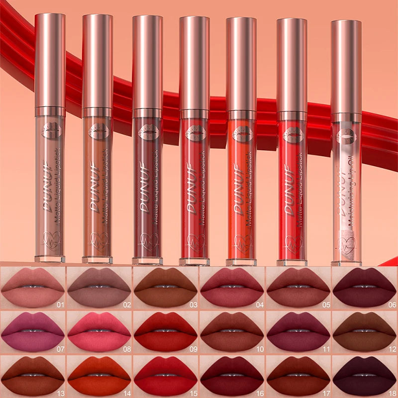 18-Colors Sexy Velvet Matte Lip Gloss Rose Pink Liquid Lipstick Beauty Red Waterproof Lasting Easy To Color Nude Lip Tint Makeup