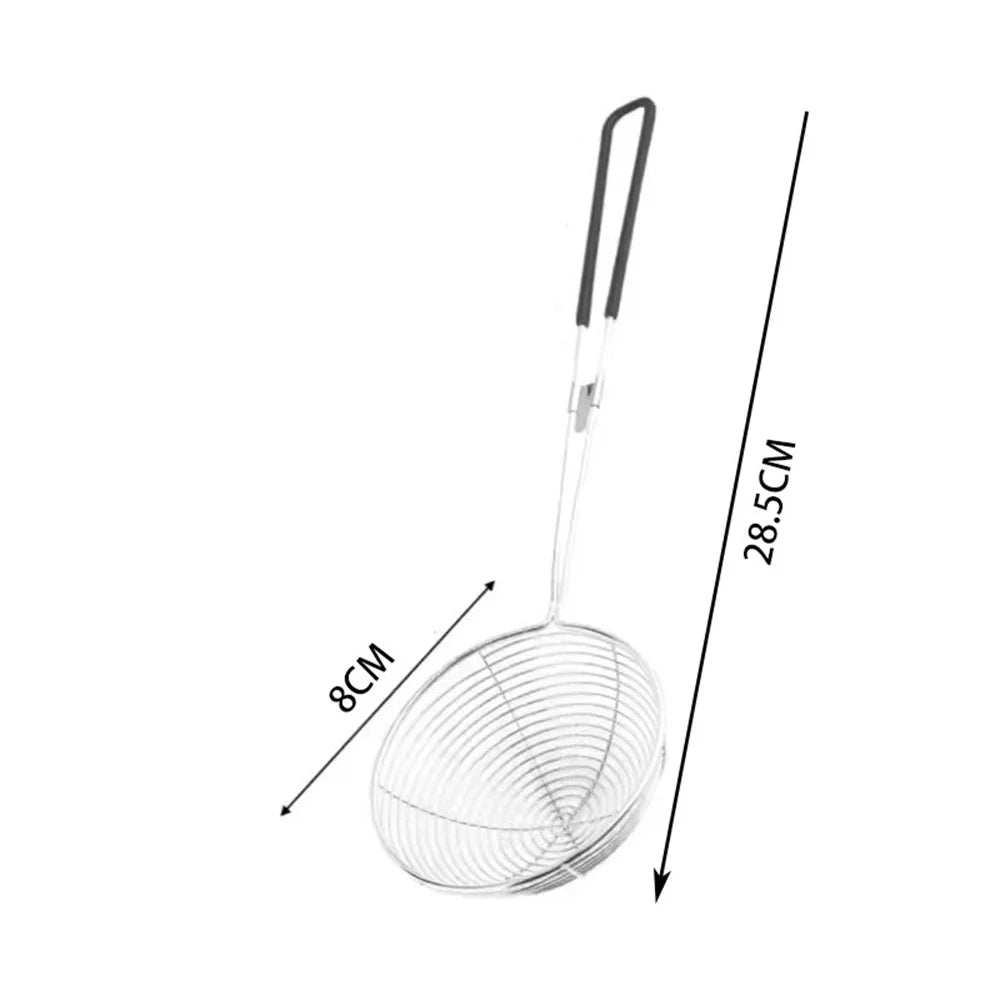 Red Handle Strainer Stainless Steel Bubble Tea Colander Boba Milk Tea Spoon Pearl Round Strainer Kitchen Gadgets