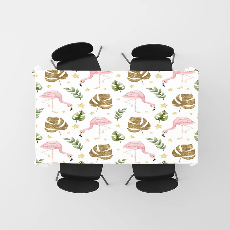 Tablecloth with flamingo print, simple design, suitable for home dining tables, easy cleaning, kitchen accessories AB038512-7460