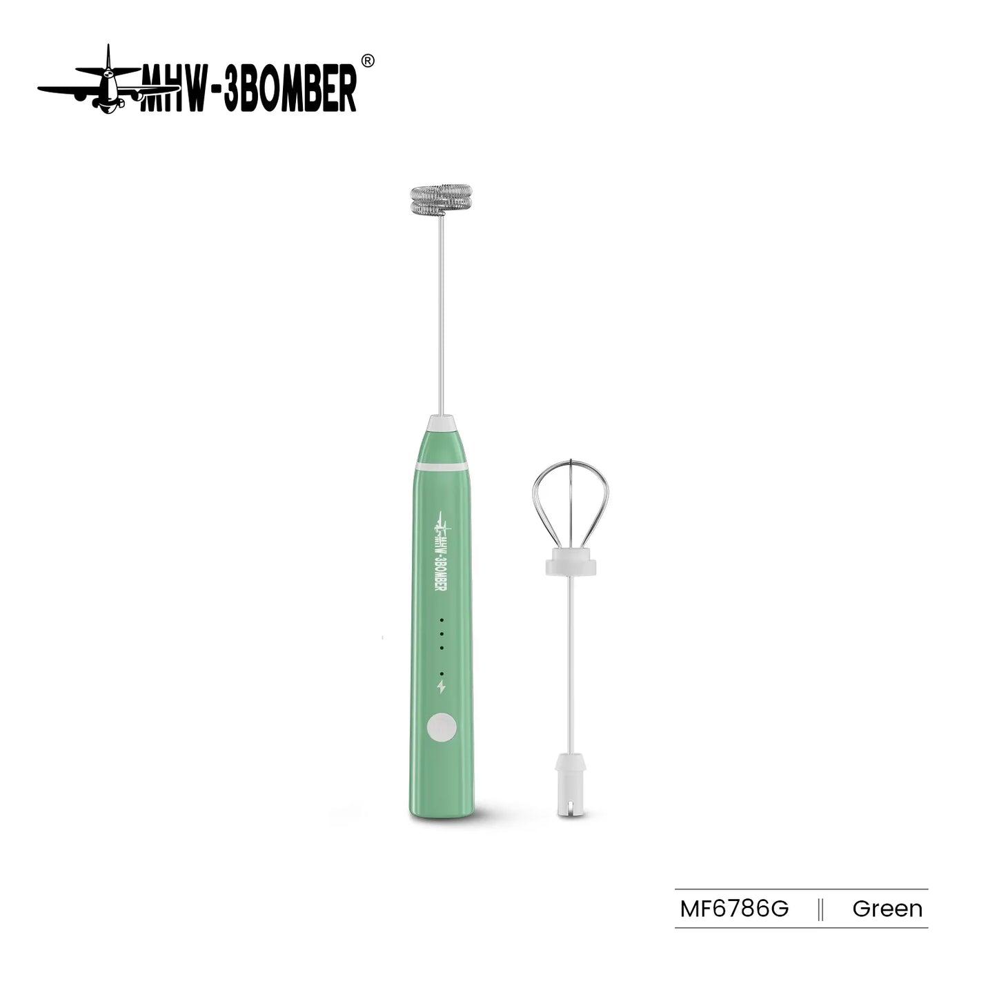 MHW-3BOMBER Electric Milk Frother Sponsored Portable Handheld Rechargeable Whisk Drink Mixer Foamer for Lattes Cappuccino