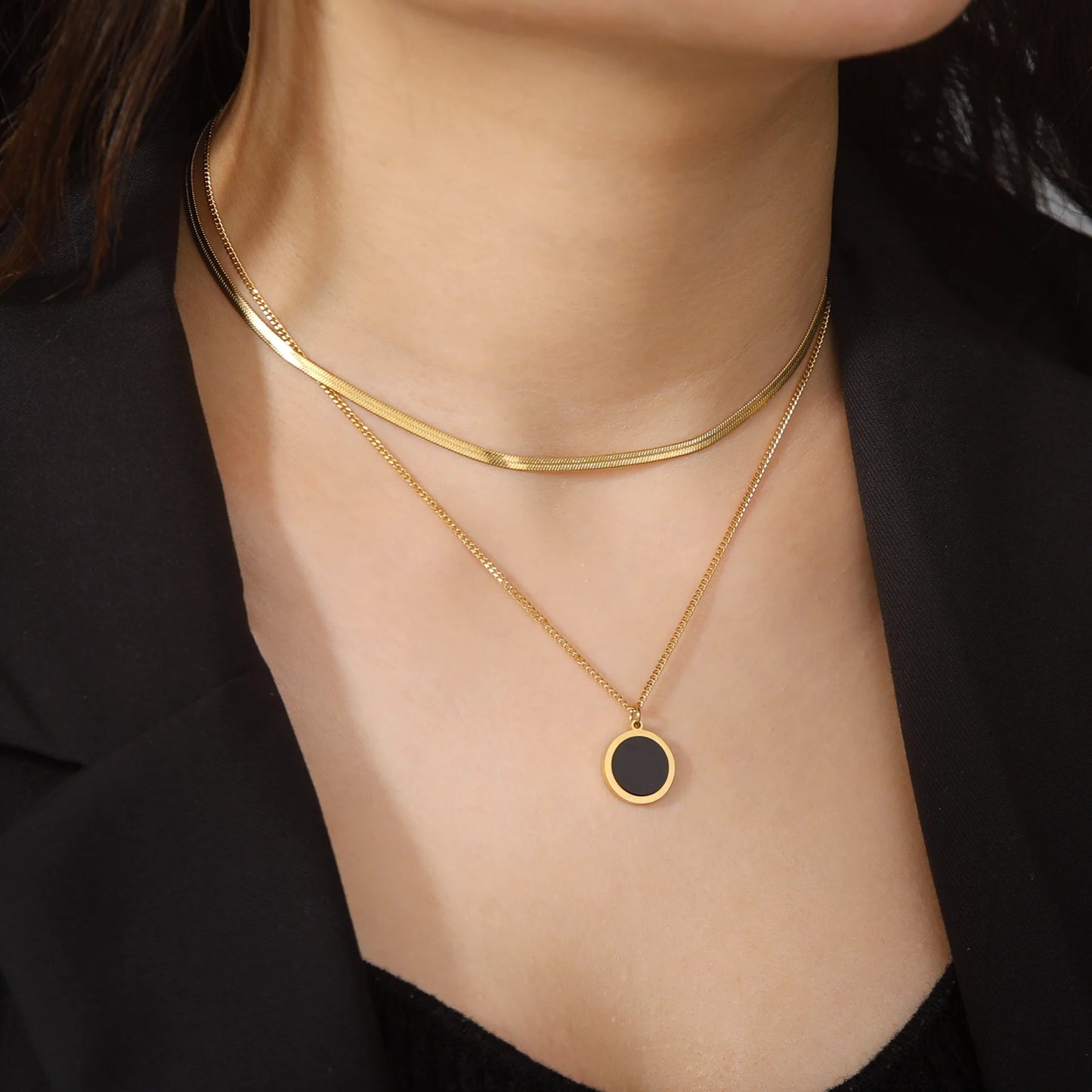 Cazador Multilayers Snake Chain Necklace Jewelry for Women Stainless Steel Disc Pendant New in Necklace Mother's Day Gift 2026