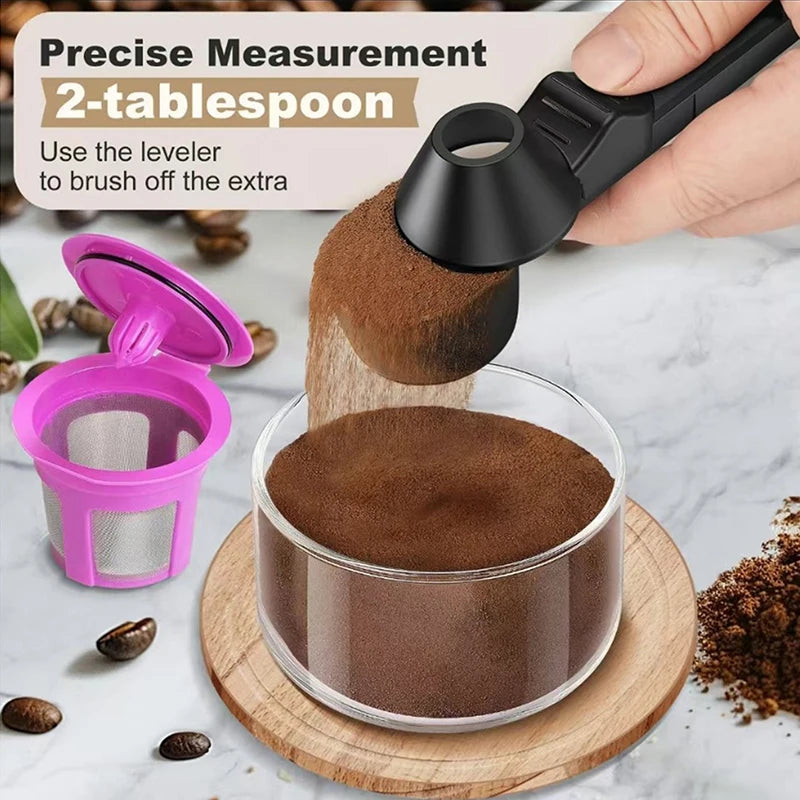 1pcs Coffee Scoop With Funnel For Reusable K-cup Coffee Pot 2 Tablespoon Capacity Coffee Measuring Spoon Kitchen Accessories