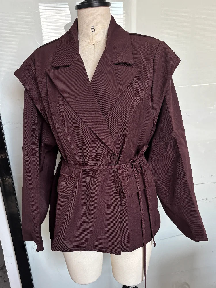 V-neck Short Sleeve Side Placket Suit Jacket Women Elegant Waist Cinching Slim Coats 2026 Spring Summer New Chic Office Lady Top