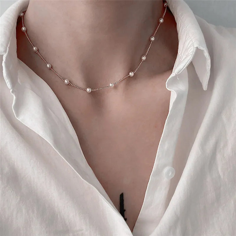 LETAPI 2025 New Fashion Simple Silver Color Choker Necklaces for Women Three Layer Chain Heart Pendant Necklace Jewelry Gift