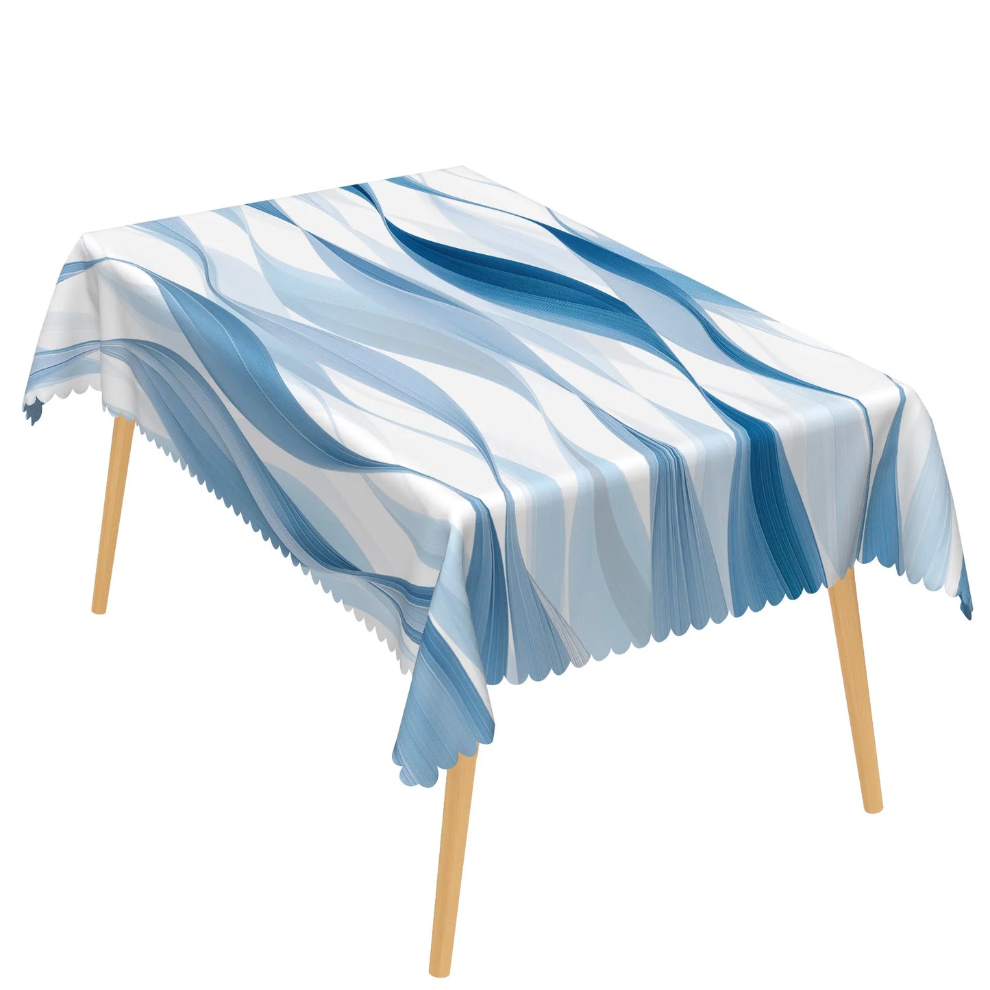 Blue Geometric Tablecloth Rectangular Modern Stripes Checkered Waves Waterproof Table Cover For Dining Room Kitchen Home Decor