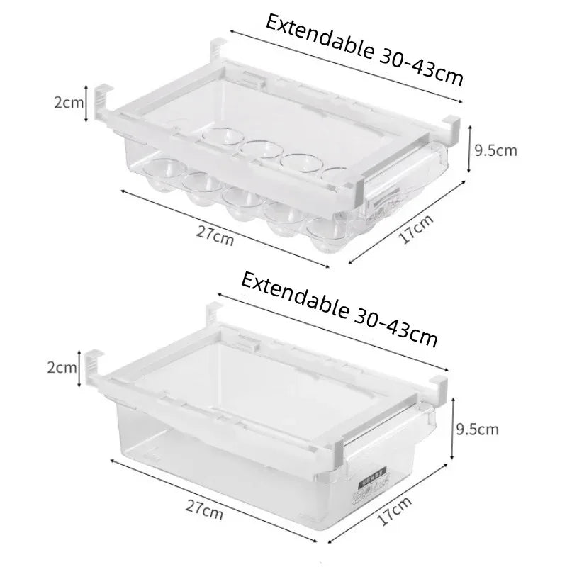 Home 2pcs Transparent Refrigerator Drawer Storage Box Fruit Veggie Egg Case Undershelf Kitchen Fresh Organizera