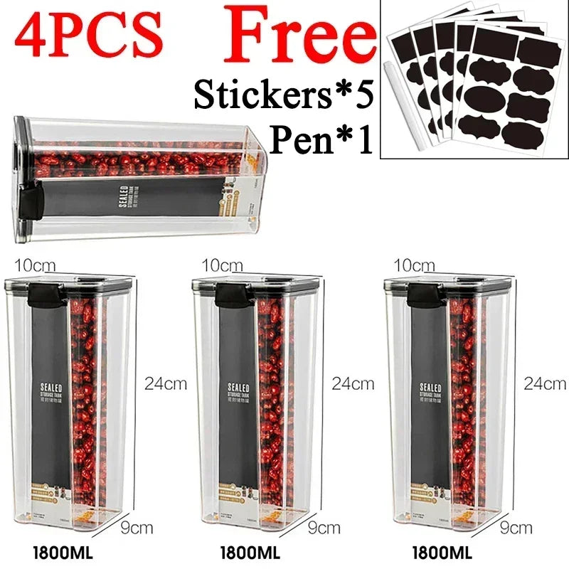 460-1800ml Sets Stackable Kitchen Sealed Jar Plastic Food Storage Box Multigrain Tank Bottle Dried Fruit Tea Storage Containers