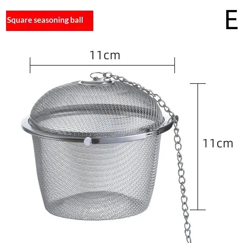 Tea Coffee Stew Spice Soup Herbal Sieve Infuser Reusable Stainless Steel Seasoning Bag Ball Kitchen Filter Sachet With Chain