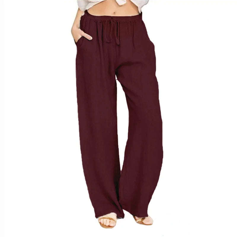 Women Cotton Linen Pants Fashion Harajuku Trousers Girl Oversized Wide Leg Pants Loose Elastic Waist Jogger Pants Woman Clothing